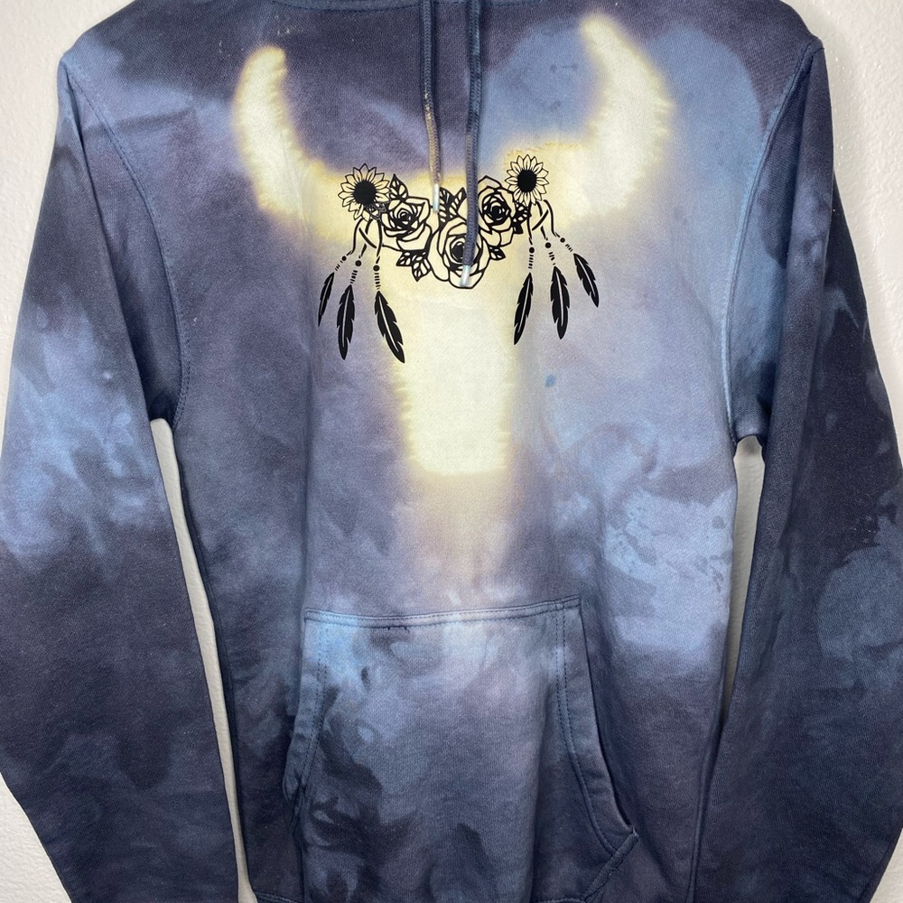 Tie dyed Bull western hoodie